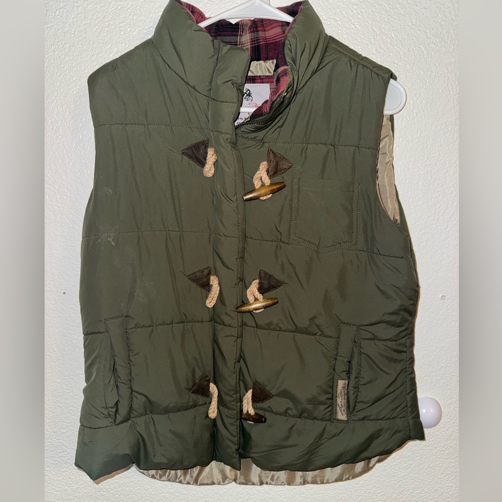 Legendary Whitetails Women's Quilted Toggle Puffer Vest - Olive Green, Size L